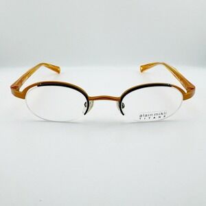 NEW Alain Mikli Titane Oval Eyeglasses Women Amber Brown 41mm France‎